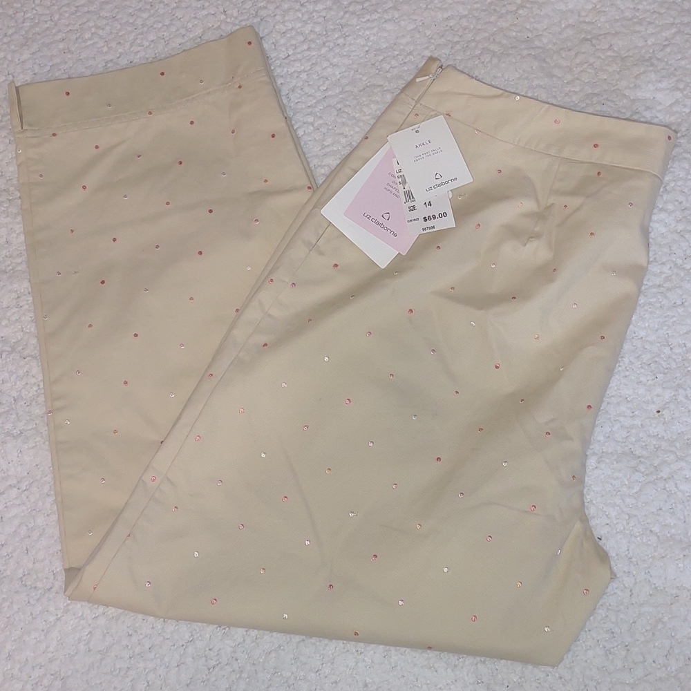 NWT Liz Claiborne Cropped Corduroy Ankle Pants Size 14